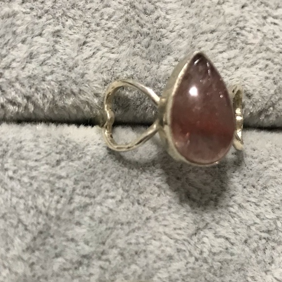 NWOT Sterling Silver Lepidocrosite Teardrop Heart Band Ring Size 9 Crystal Gem - Picture 10 of 15
